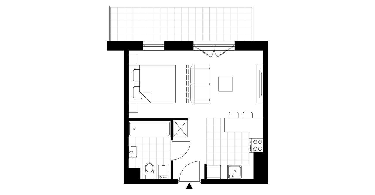 1-pokojowe mieszkanie 30m2 + balkon Bezpośrednio - Pełny obrazek: 3/5