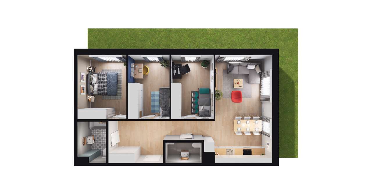 4-pokojowe mieszkanie 75m2 + ogródek - Pełny obrazek: 2/8