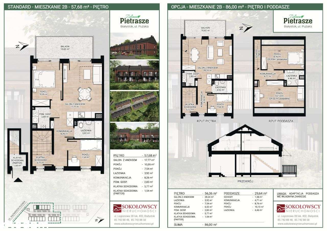Jaroszówka - mieszkanie 57,68 m2+poddasze 29,64 m2-2