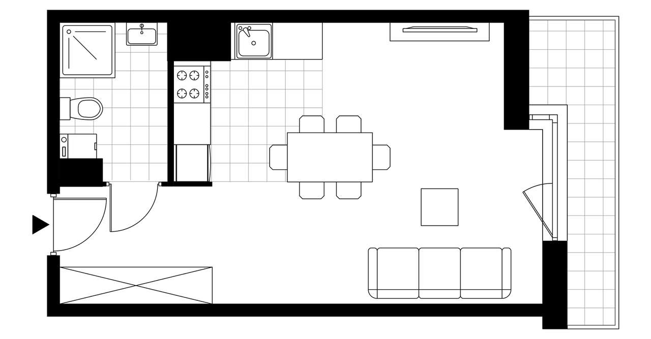 1-pokojowe mieszkanie 32m2 + loggia Bezpośrednio - Pełny obrazek: 3/8