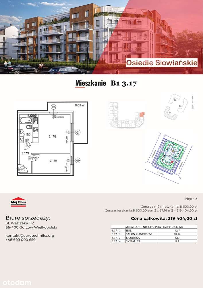 Nowoczesne mieszkanie - 37 m2, B1 3.17 - Pełny obrazek: 1/7
