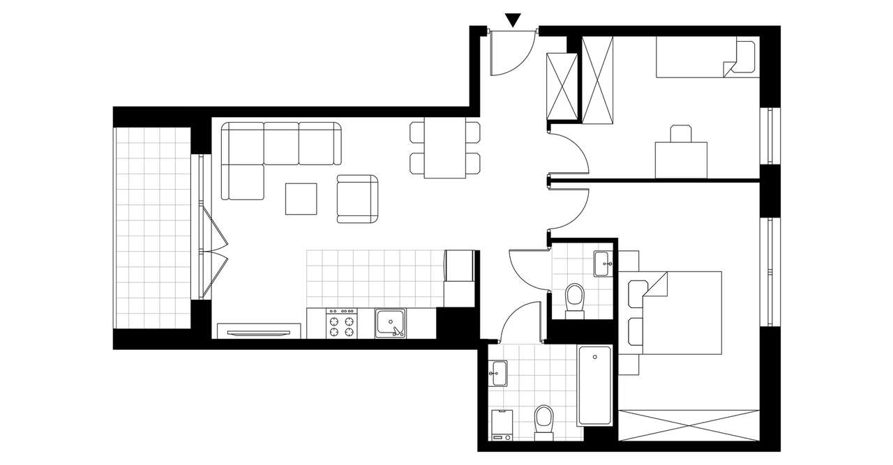 3-pokojowe mieszkanie 60m2 + loggia Bezpośrednio - Pełny obrazek: 3/8