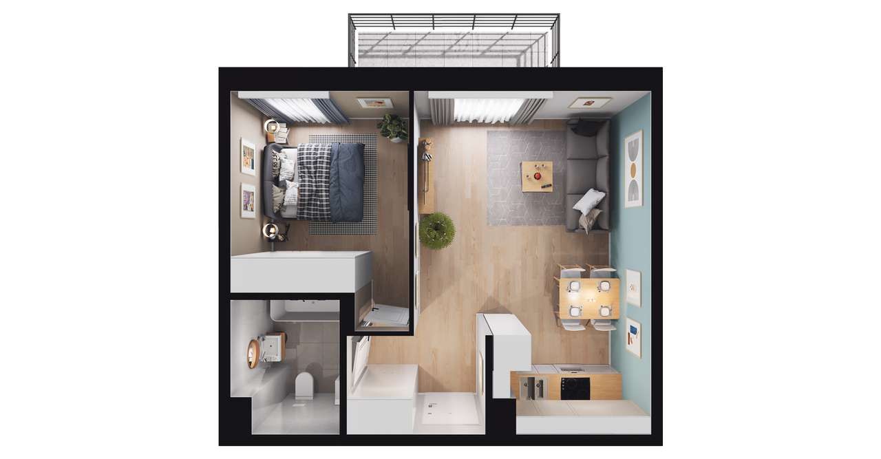 2-pokojowe mieszkanie 44m2 + balkon Bez Prowizji - Pełny obrazek: 2/8