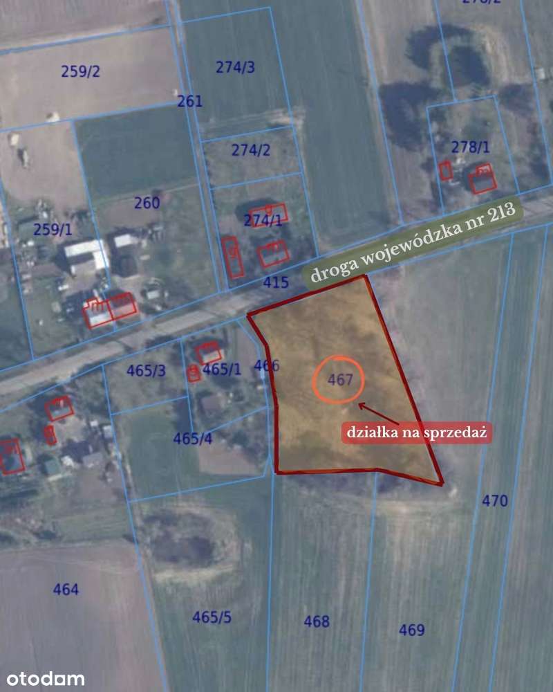 Działka 0,62 ha | Pobłocie | Przy drodze wojewódzkiej nr 213-5