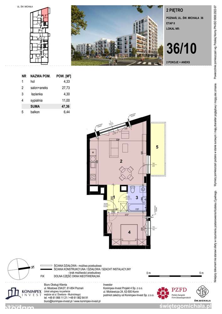 2-pokojowe mieszkanie 47m2 + balkon Bezpośrednio - Pełny obrazek: 2/9