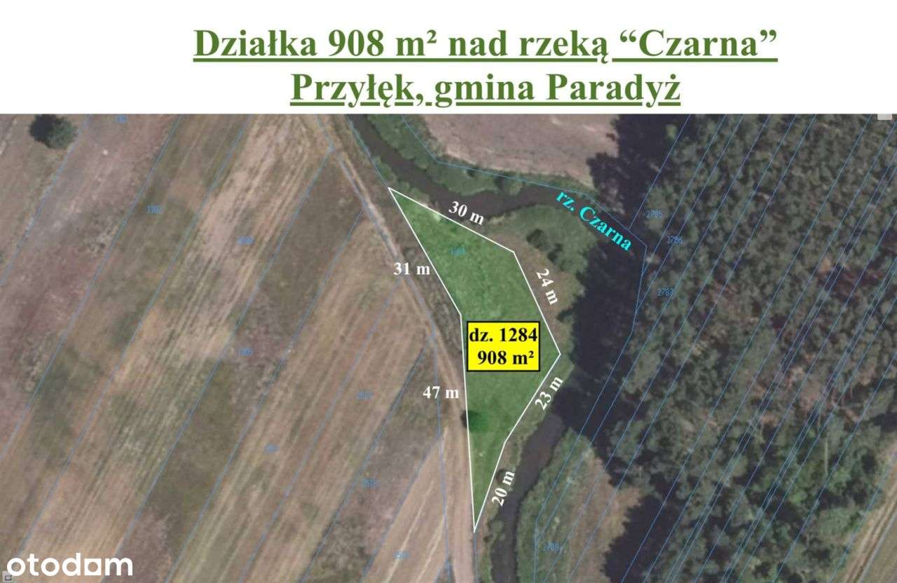 Działka 908 m² nad rzeką Czarną, Przyłęk, Paradyż-1