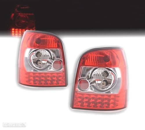 FAROLINS TRASEIROS LED PARA AUDI A4 B5 AVANT 95-01 VERMELHO CROMADO - 1