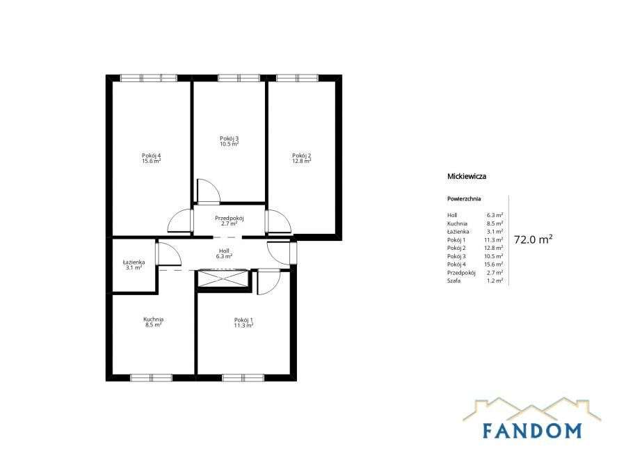 4 pokoje | Centrum - ul. Mickiewicza | 72 m2 ZOBACZ-1