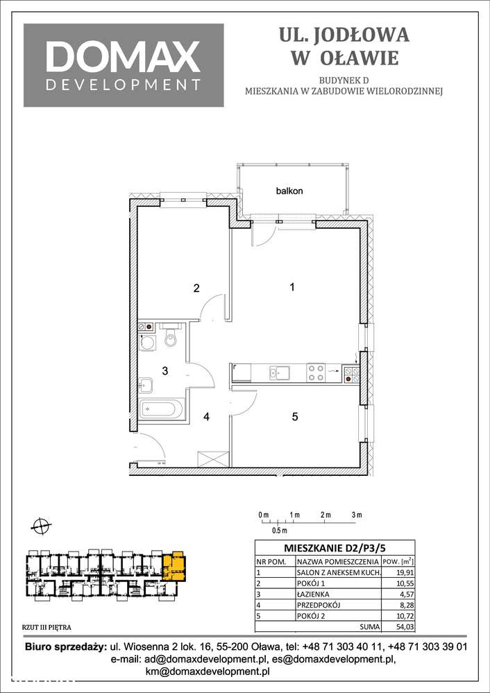 GOTOWE 3-pokojowe mieszkanie 54,14 m2 | D2/P3/5 - Pełny obrazek: 2/7