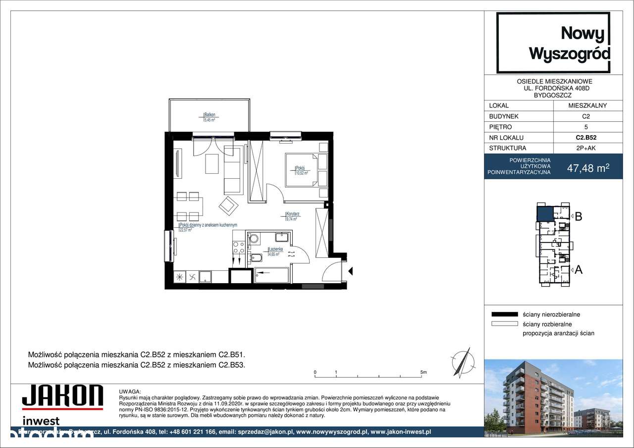 Nowy Wyszogród | mieszkanie 2-pok. | C2_B52 - Pełny obrazek: 2/7