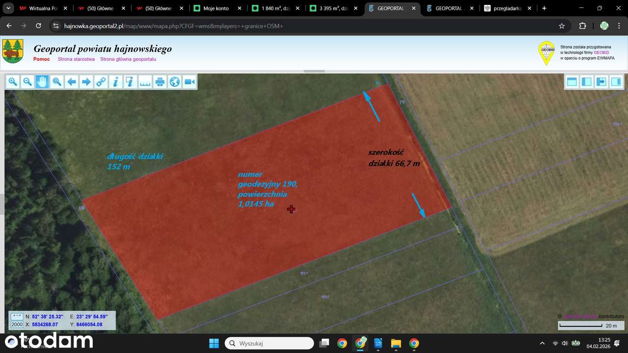 Witowo działka rolna 1,0145 ha, wymiay 66,7x152m-1
