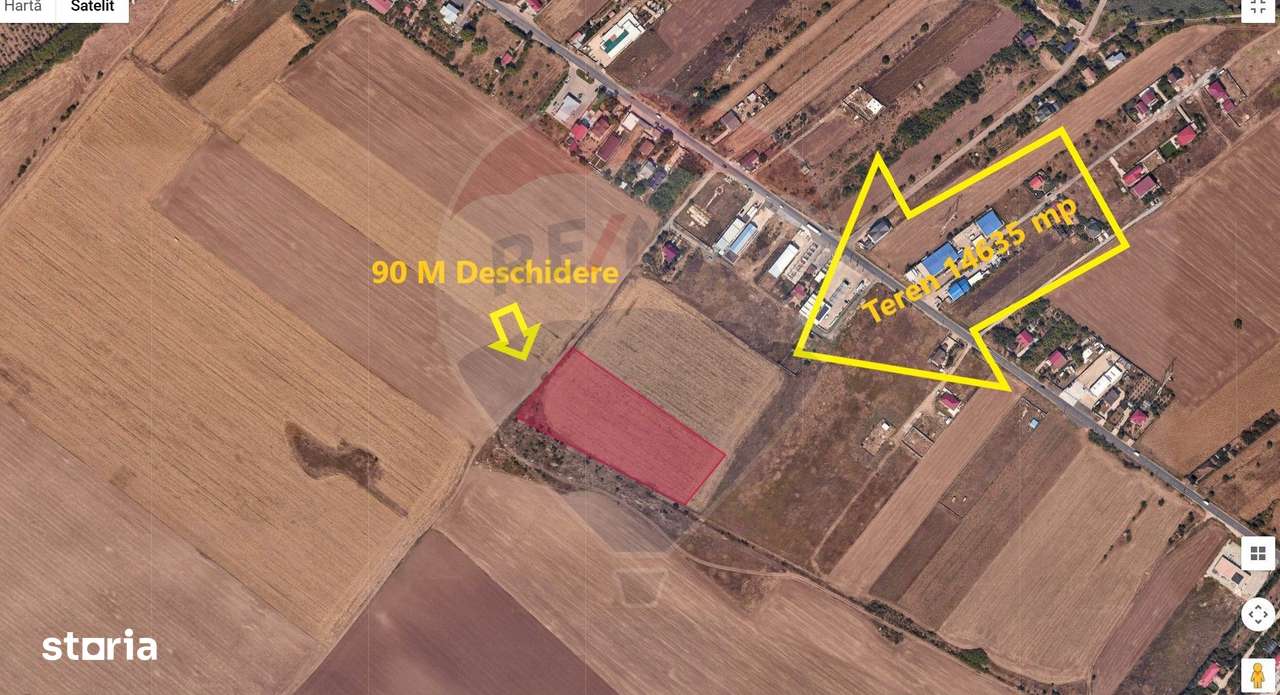 Teren constructii 14 600 mp de vanzare Frumusani 90 m deschidere - Imagine principală: 1/3