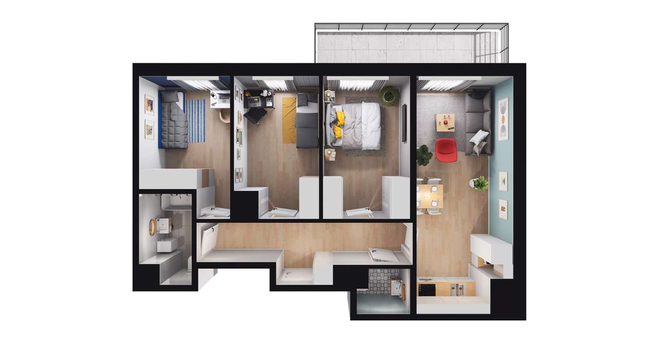 4-pokojowe mieszkanie 67m2 + loggia Bez Prowizji - Pełny obrazek: 2/8