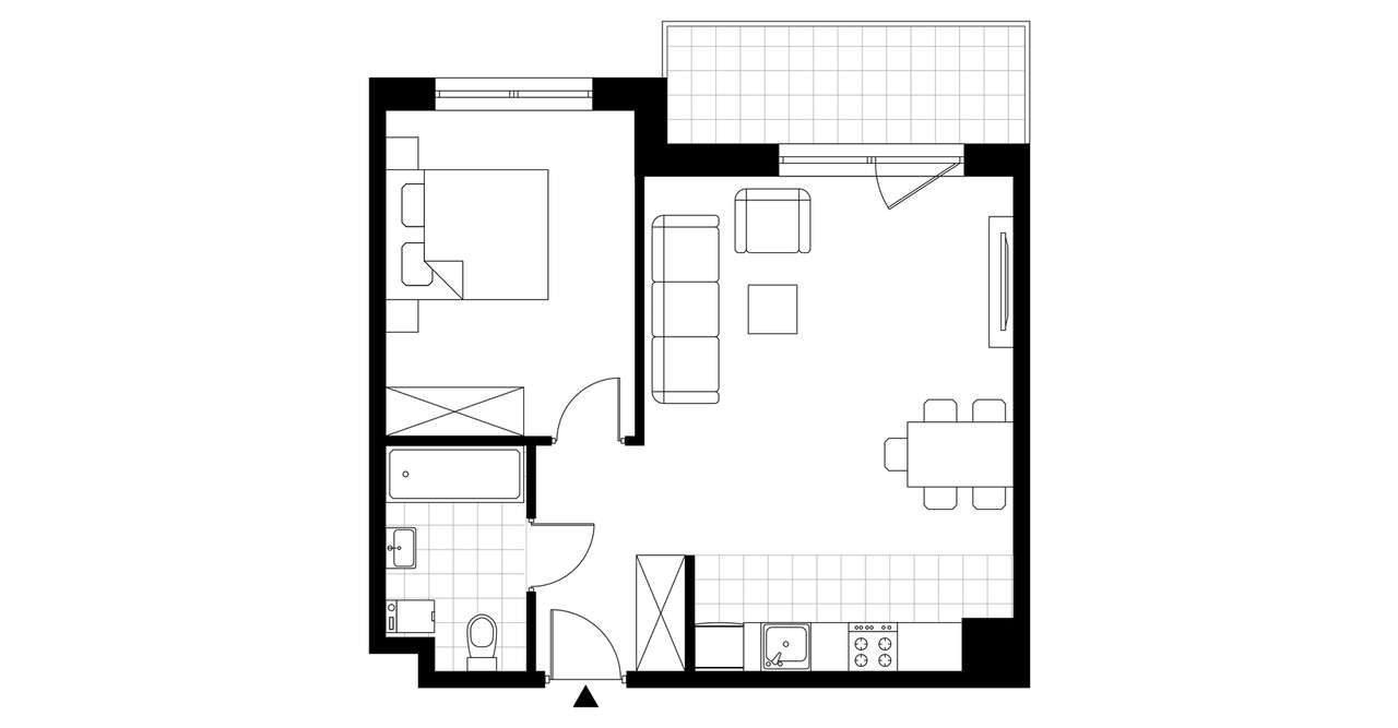 2-pokojowe mieszkanie 46m2 + balkon - Pełny obrazek: 3/8