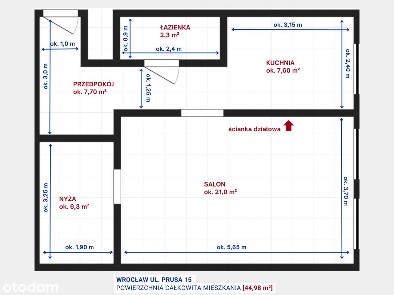 45 m²/kawalerka z nyżą/centrum i cicho/do wprowadzenia-12