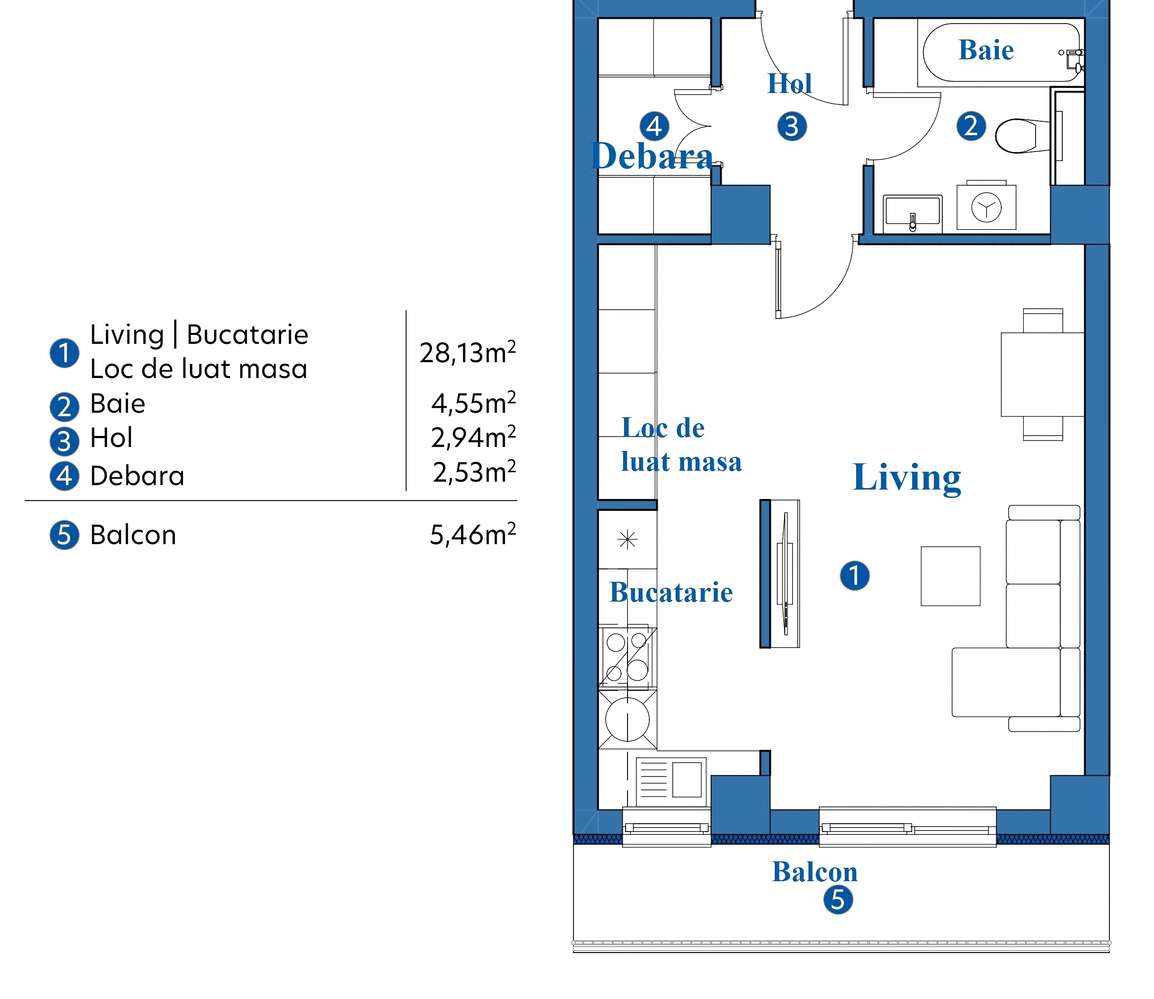 Apartment 44 mp bloc NOU, predare in DECEMBRIE, pretul include TVA 21%-2
