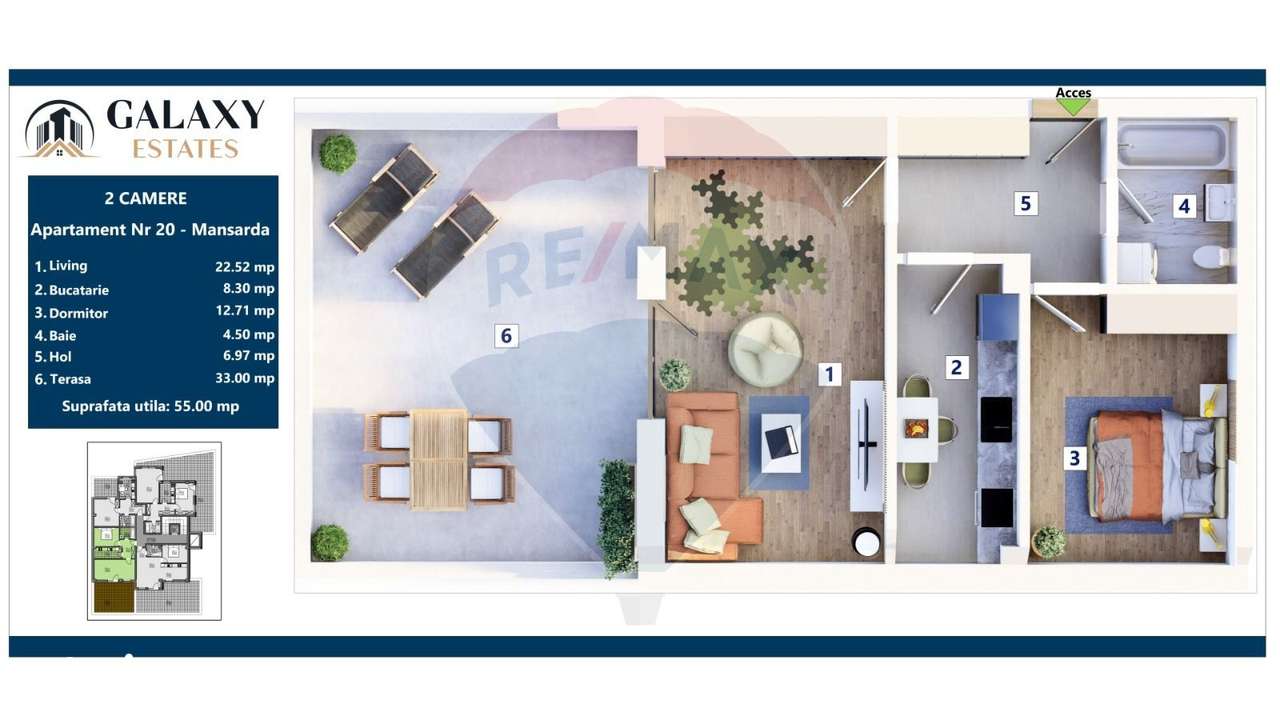 COMISION 0% Apartament 2 camere/ Tractorul / Galaxy Estates - Imagine principală: 2/20