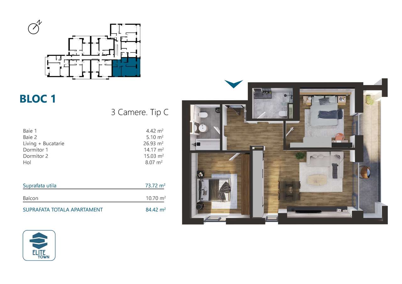 Elite Town Timisoara - Apartament 3 camere | TORONTALULUI-14