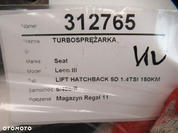TURBOSPRĘŻARKA SEAT LEON (5F1) 2012 - 2022 1.4 TSI 110 kW [150 KM] benzyna 2014 - 2022 04E145722G - 7