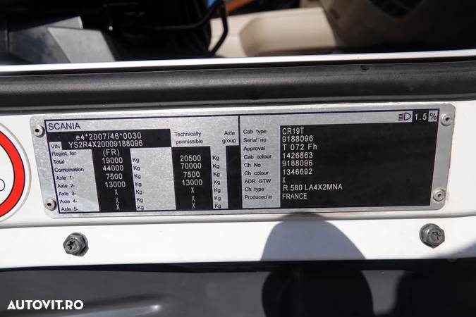 Scania R 580 / V8 / TOPLINE / RETARDER / SCAUNE PIELE / I-PARK COOL / EURO 6 / 2014 - 23