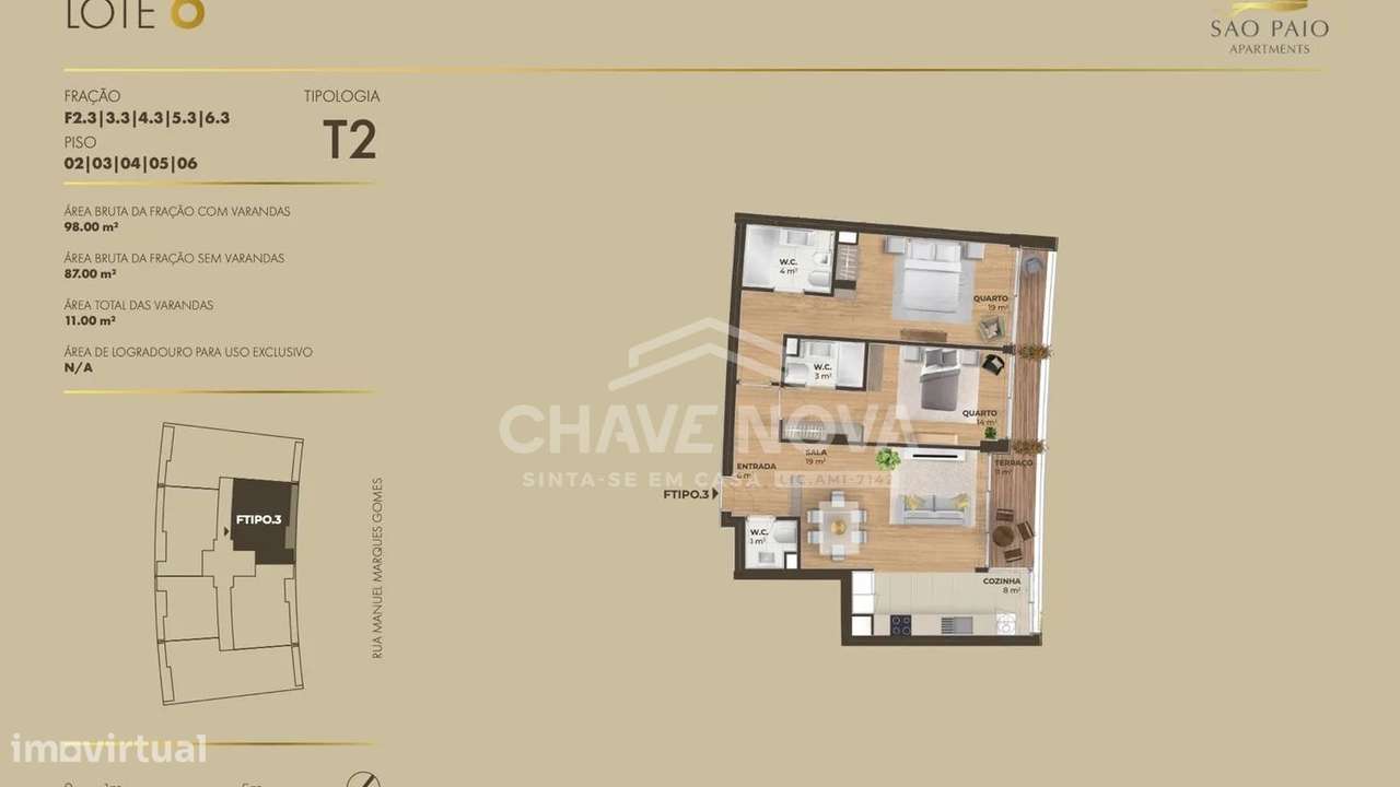 Apartamento T2 Novo Último Piso c/2 Lugares de Garagem em Canidelo-24