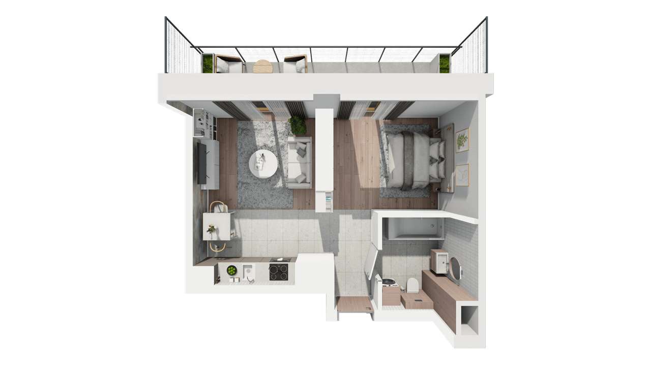 Studio 37,3 m2 oraz balkon 10 m2 - Pełny obrazek: 4/12