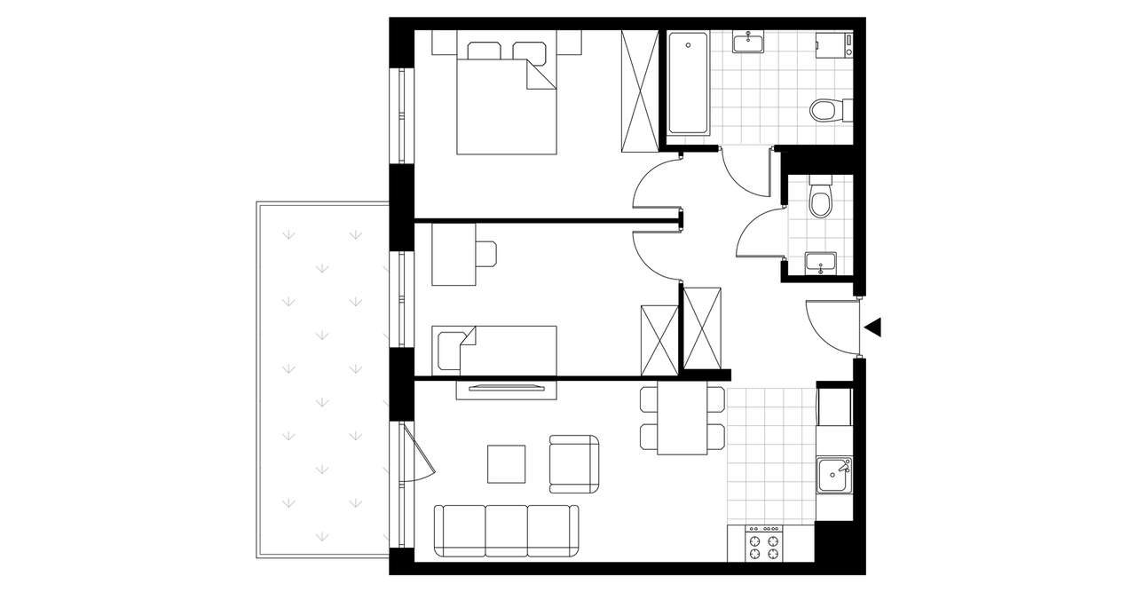 3-pokojowe mieszkanie 54m2 + ogródek Bezpośrednio - Pełny obrazek: 3/8