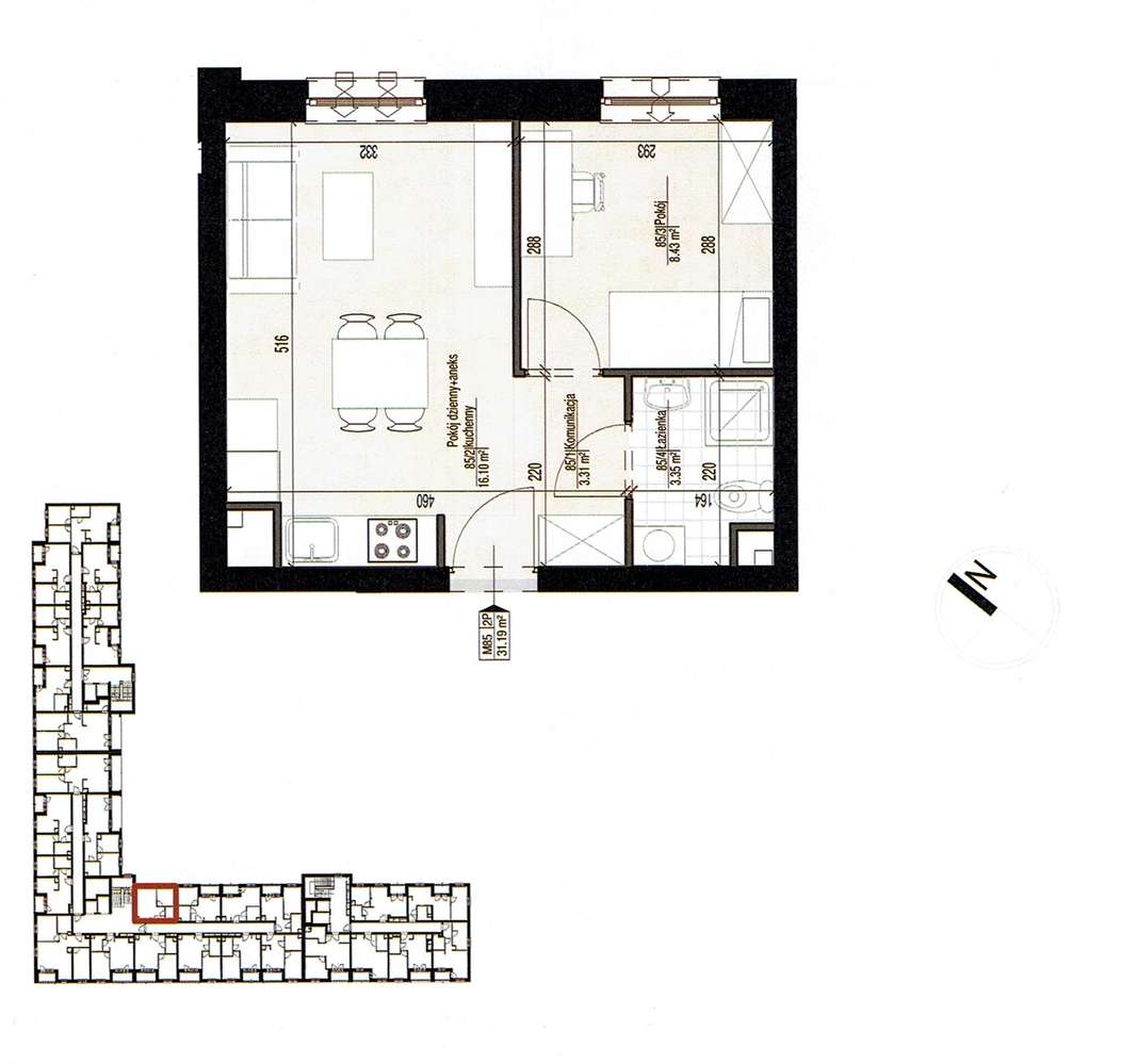 2p. w Apartamentowcu! 31,19 m2! Gotowe do dobioru!-3