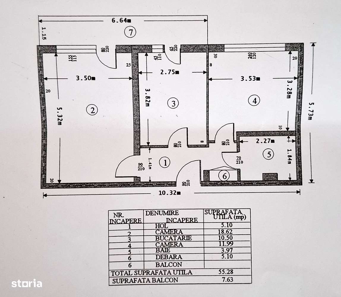 Apartament cu 2 camere, decomandat, confort 1, zona Republicii-9