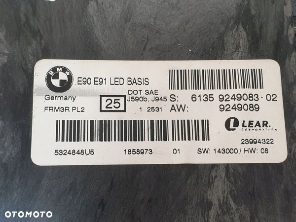 BMW 3 E90 E91 LIFT STEROWNIK MODUŁ ŚWIATEŁ 9249083 ORYG - 5