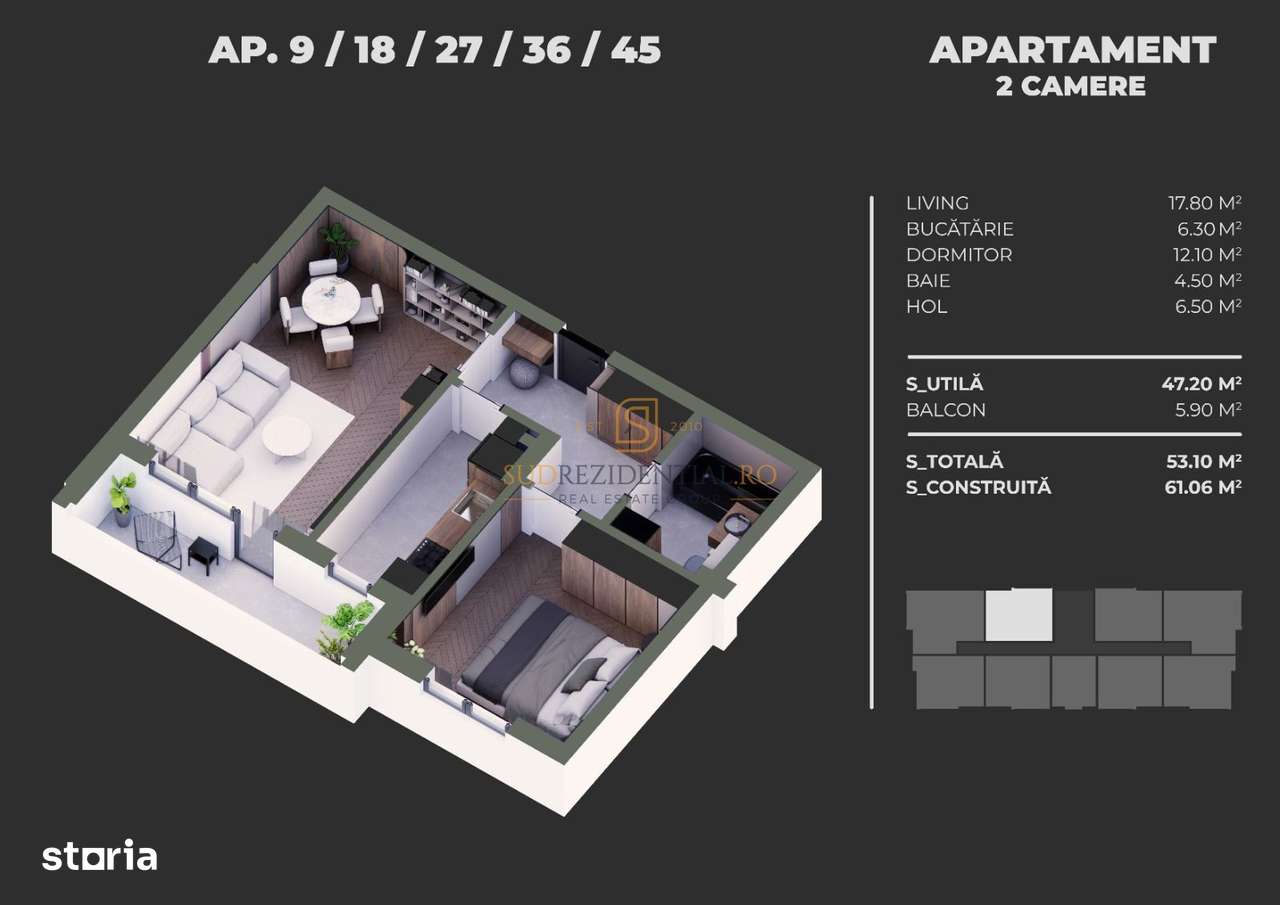 Apartament decomandat cu 2 camere si balcon - zona Grand Arena Mall,S4 - Imagine principală: 5/20