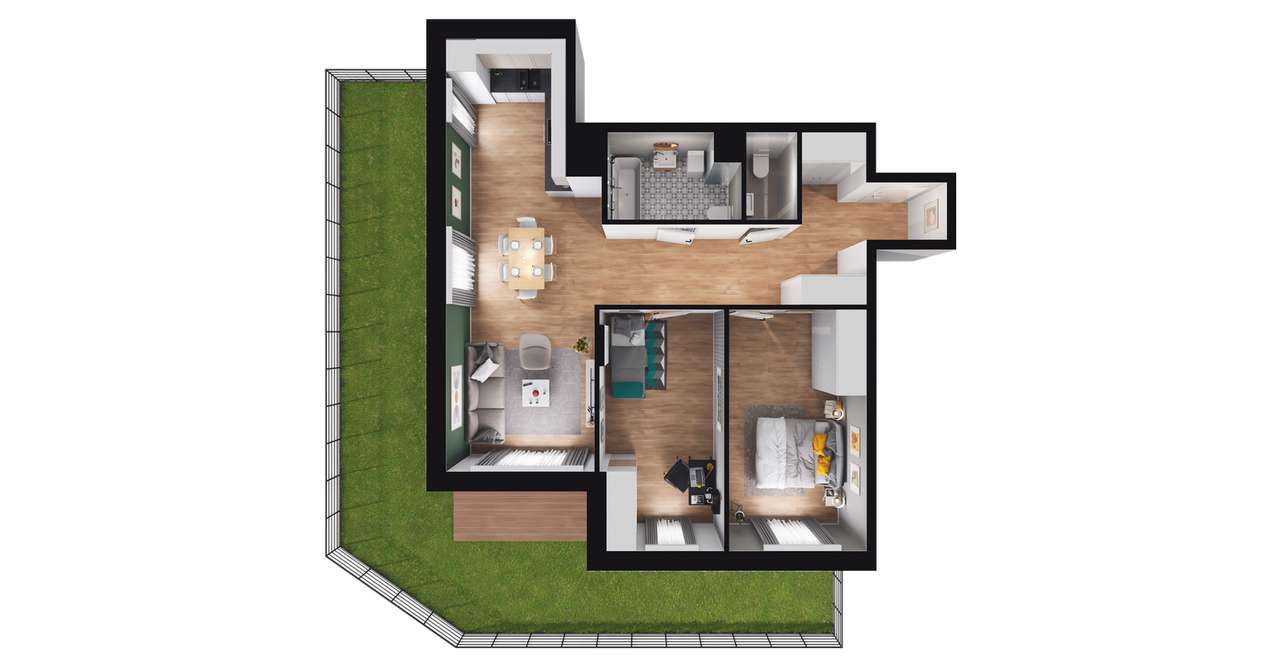 3-pokojowe mieszkanie 71m2 + ogródek Bezpośrednio - Pełny obrazek: 2/8