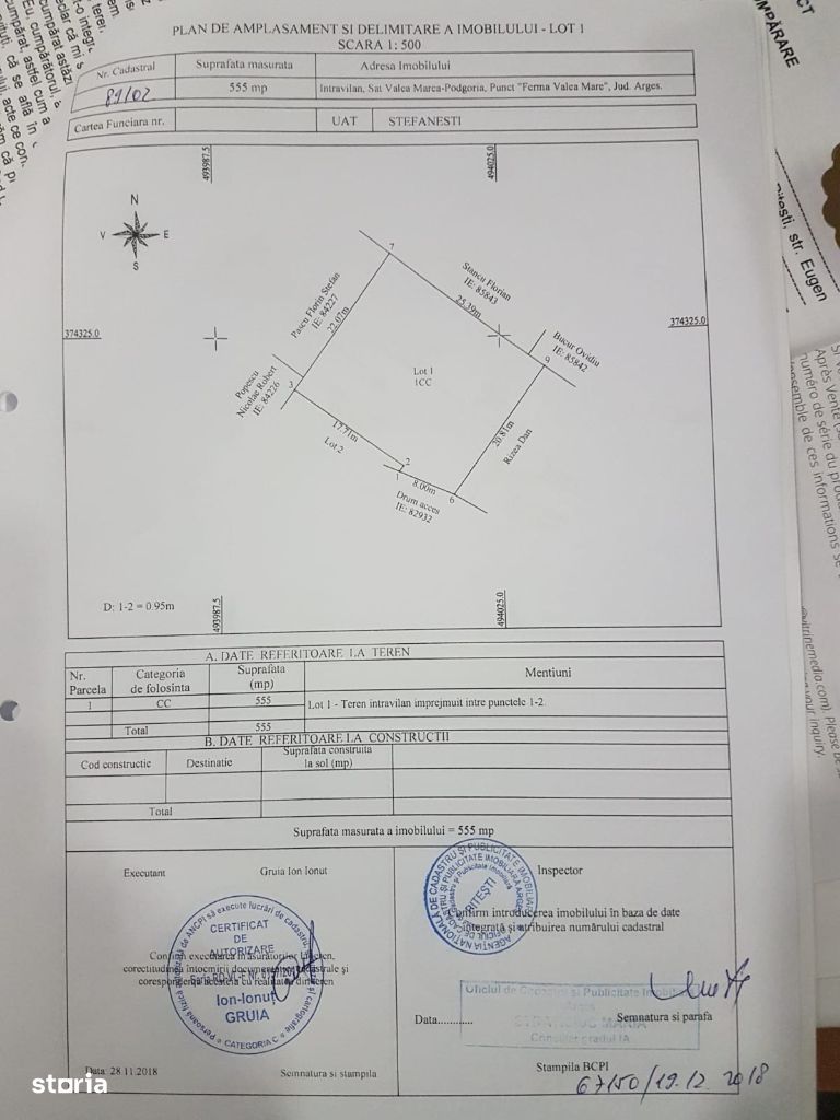 Teren 555 mp Stefanesti zona Bratieni