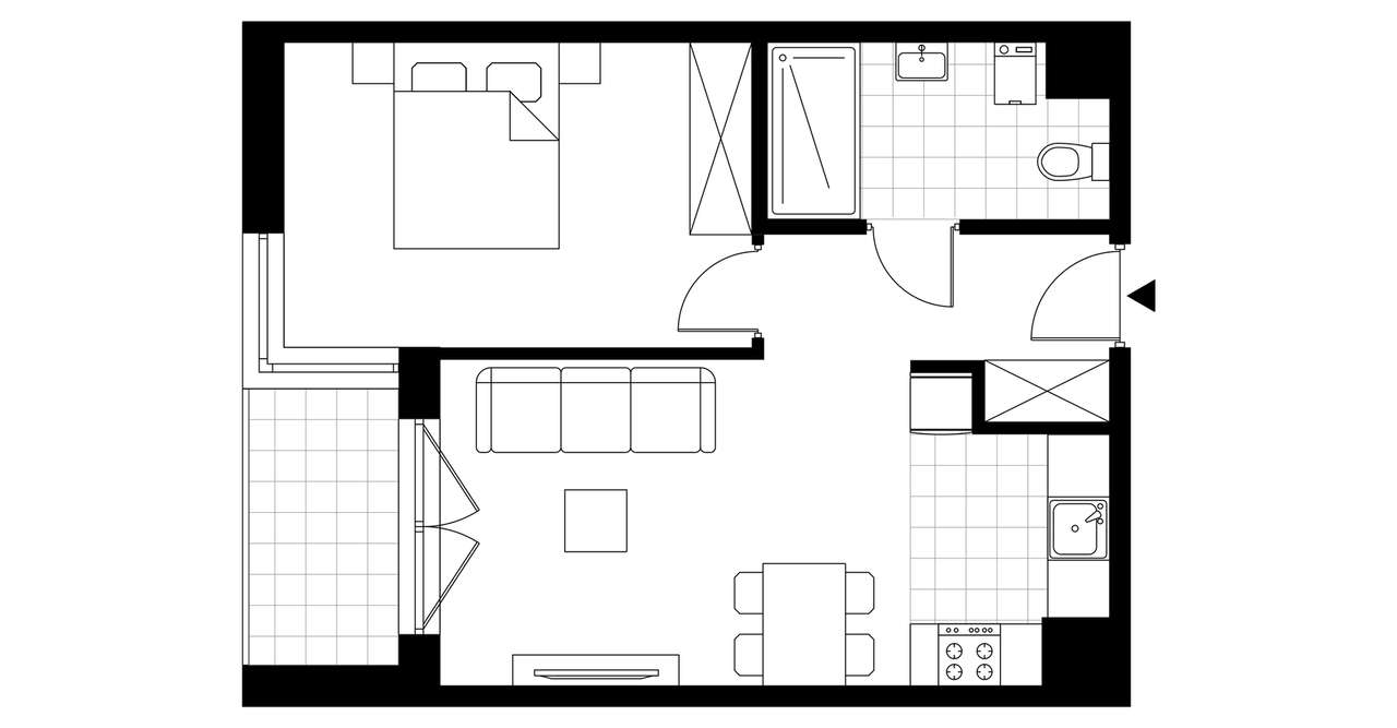 2-pokojowe mieszkanie 42m2 + loggia - Pełny obrazek: 3/8