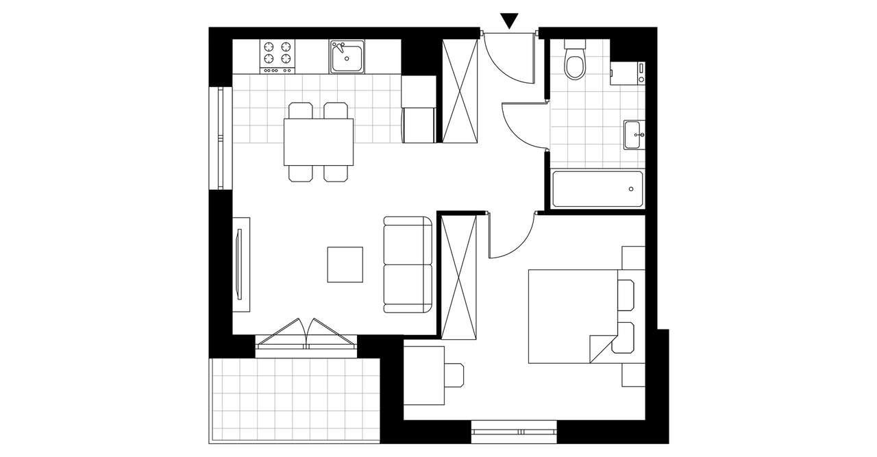 2-pokojowe mieszkanie 41m2 + balkon - Pełny obrazek: 3/8