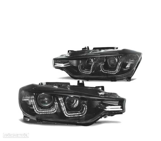 FARÓIS LED PARA BMW F30 F31 11-15 TRU DRL BLACK PRETO - 2