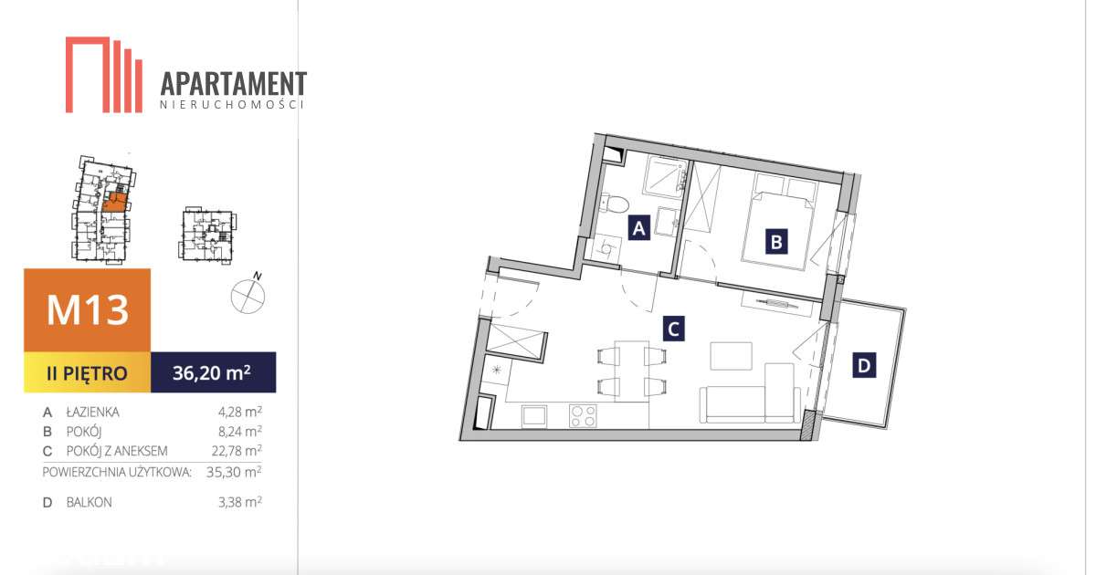 Fordon - 2-pokoje w stanie deweloperskim - Pełny obrazek: 2/6