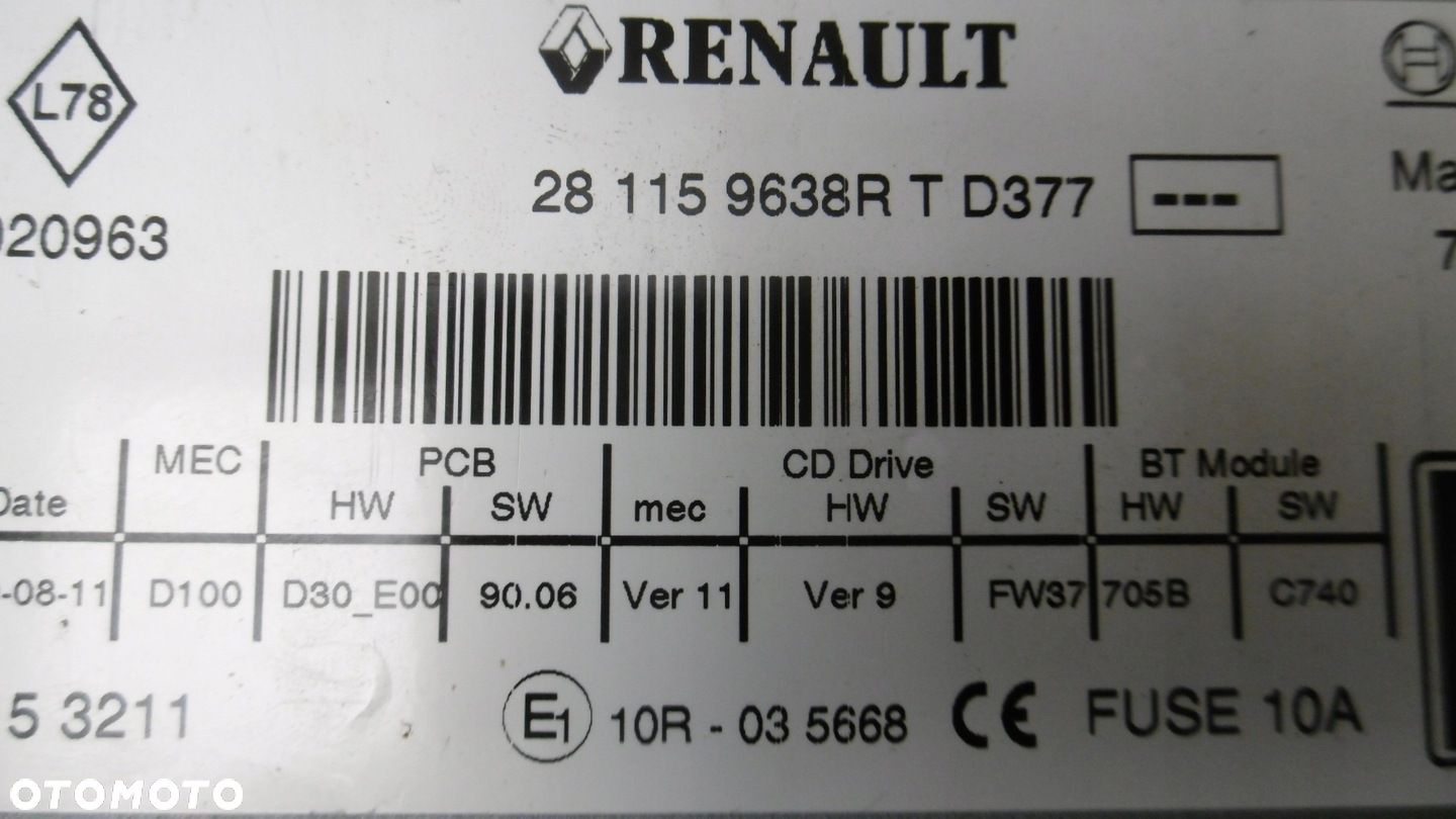 RADIO CD RENAULT SCENIC III GRAND SCENIC II 2009- - 3