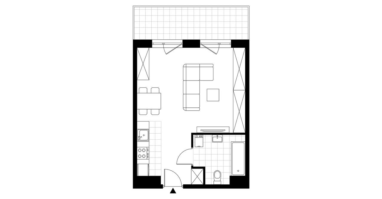 1-pokojowe mieszkanie 35m2 + balkon - Pełny obrazek: 3/8