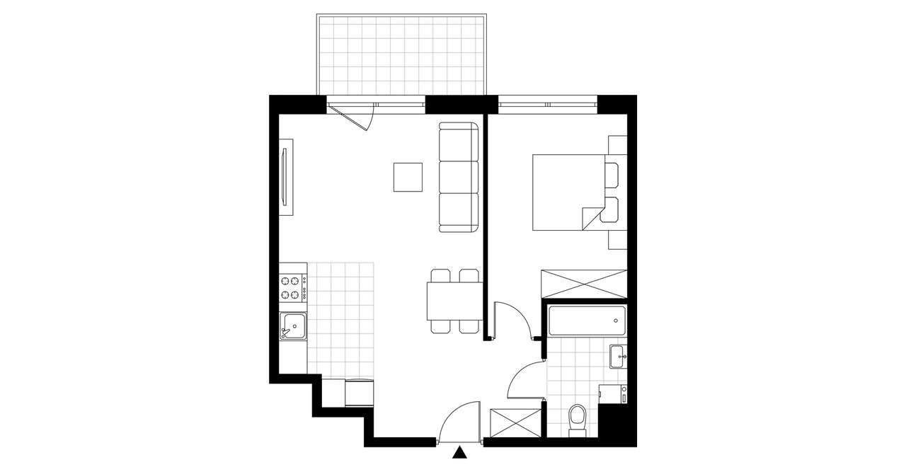 2-pokojowe mieszkanie 43m2 + balkon - Pełny obrazek: 3/8