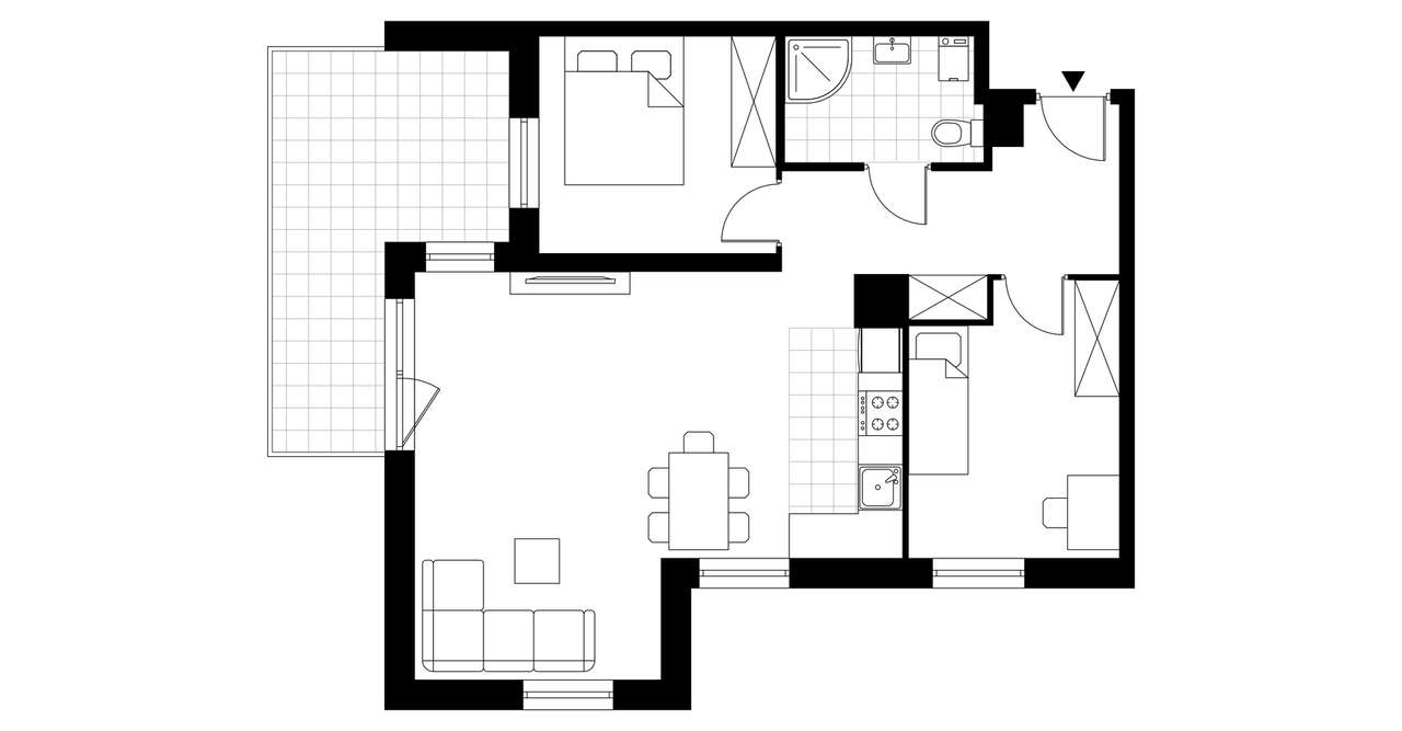 3-pokojowe mieszkanie 60m2 + balkon - Pełny obrazek: 3/8
