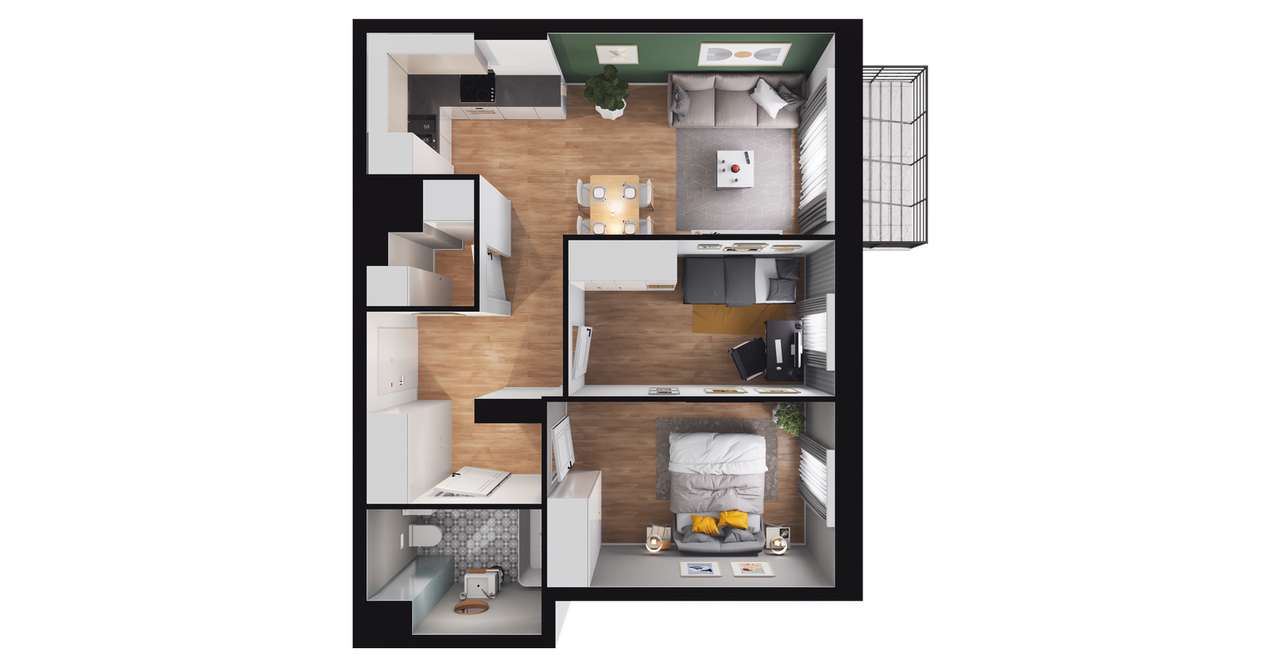 3-pokojowe mieszkanie 52m2 + balkon Bezpośrednio - Pełny obrazek: 2/8