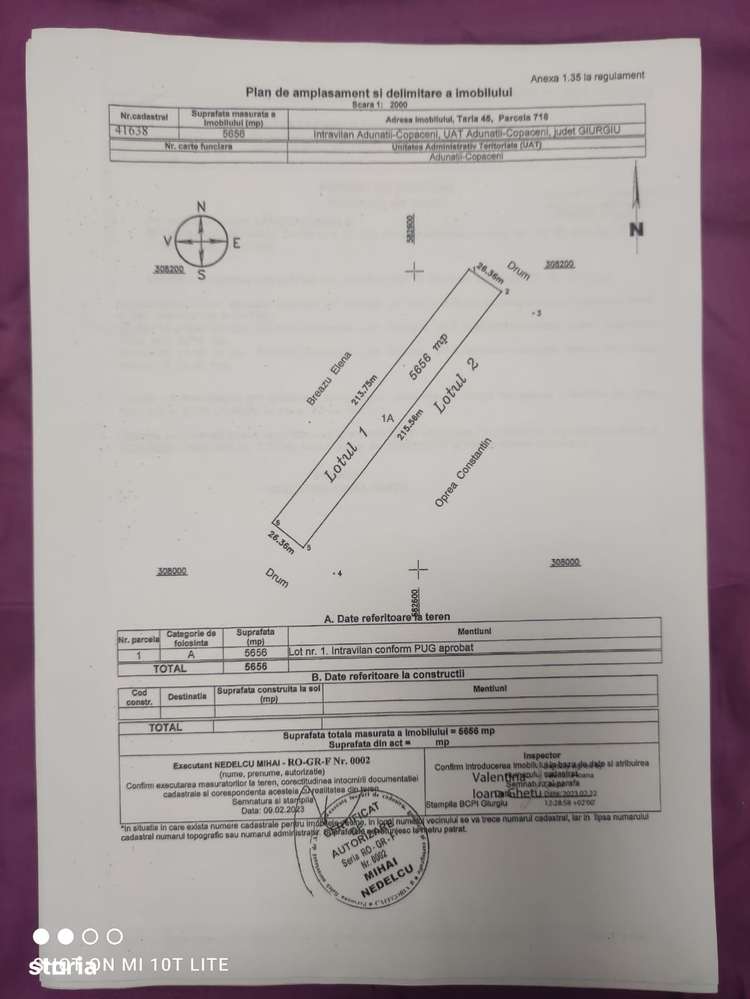 TEREN INTRAVILAN | 5656MP | ADUNATII COPACENI | ACTE GATA |COMISION 0% - Imagine principală: 2/2