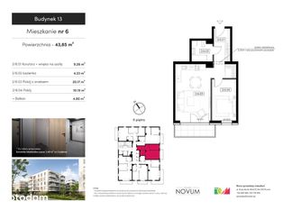 2-pokojowe mieszkanie 43,85 m2 + balkon