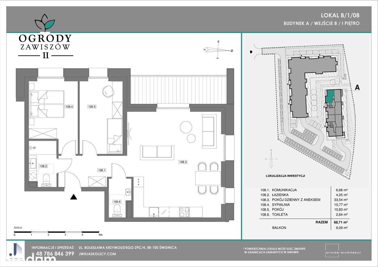 Ogrody Zawiszów II  | mieszkanie 3-pok. | B-108 - Pełny obrazek: 2/7