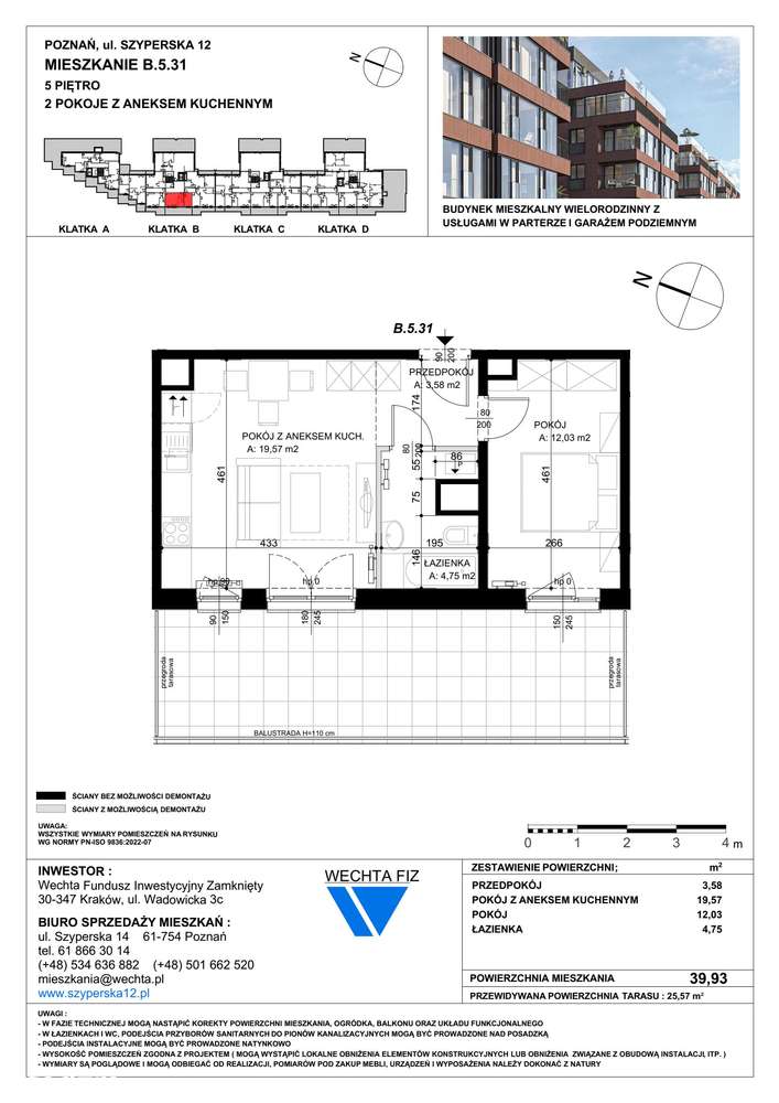 2-pokojowe mieszkanie 39m2 + taras Bezpośrednio - Pełny obrazek: 2/7