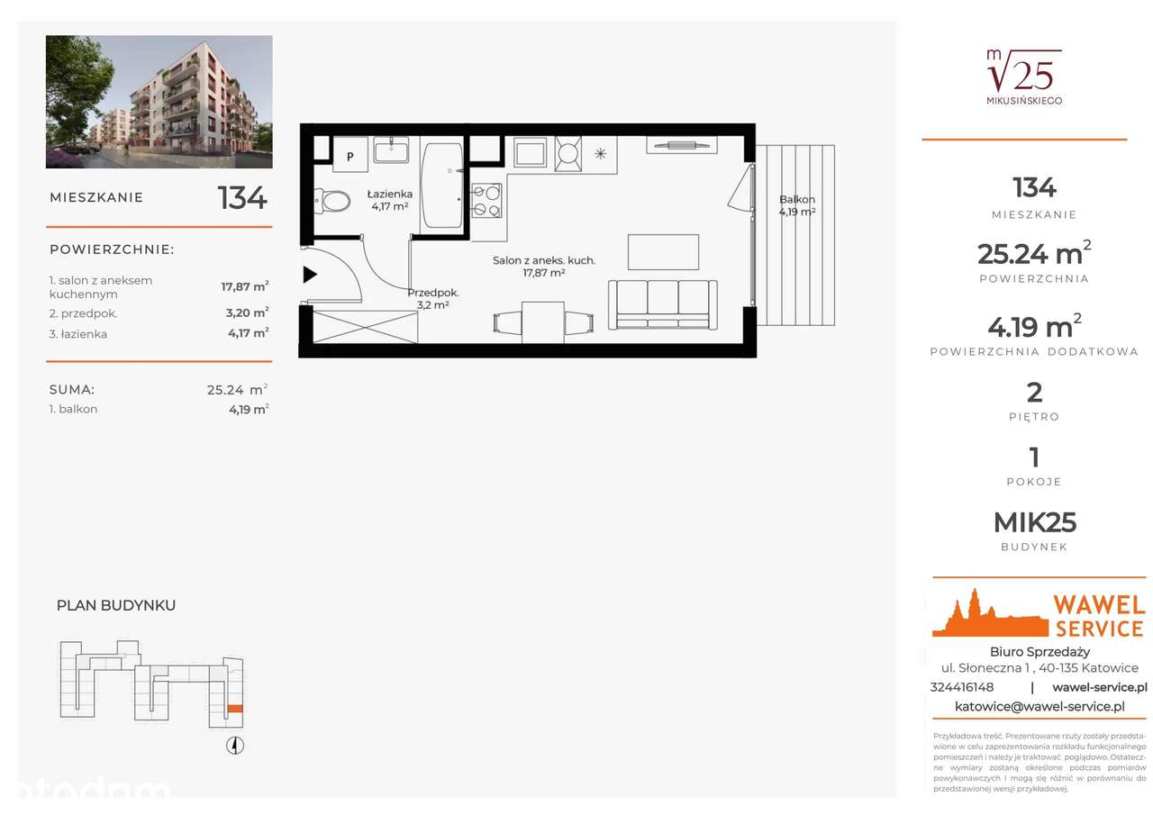1-pokojowe mieszkanie 25m2 + balkon Bez Prowizji - Pełny obrazek: 2/9