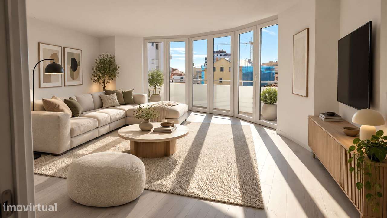 Apartamento T2 com parqueamenti e terraço. Vistas de mar-0