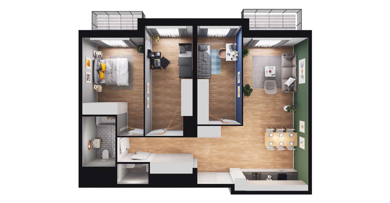 4-pokojowe mieszkanie 86m2 + 2 loggie Bez Prowizji - Pełny obrazek: 2/8