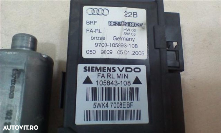 Motoras macara usa dreapta fata Audi A4 An 2001 2002 2003 2004 2005 2006 2007 2008 cod 8E2959802B - 2